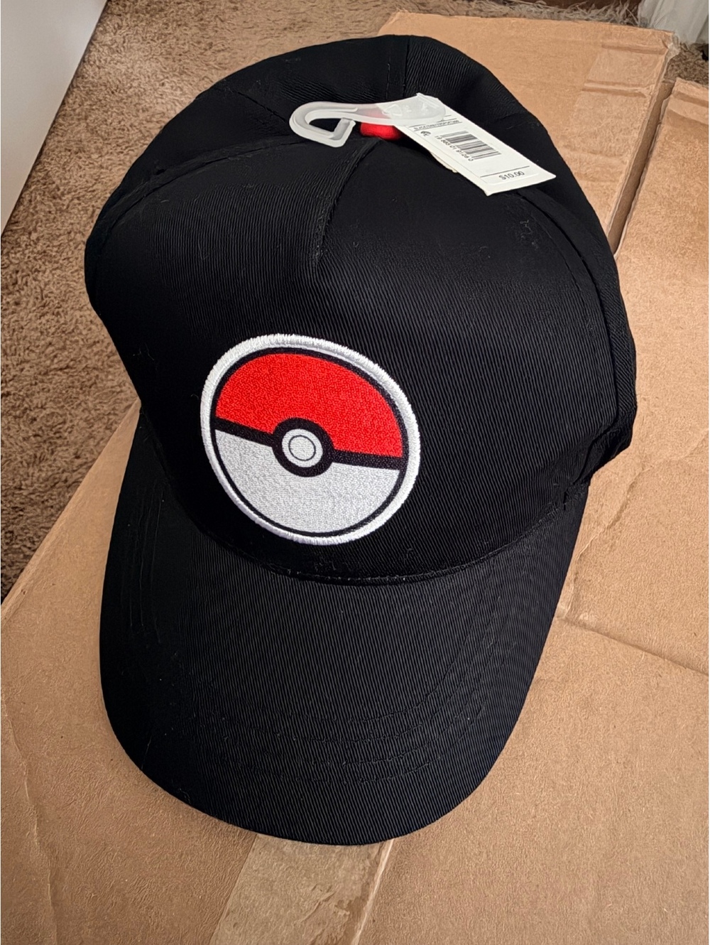 Pokémon Poké Ball Black Baseball Cap Hat Embroidered Adjustable NWT